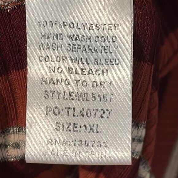 Umgee comfortable asymmetrical textured stripe dress in brown and white size 1X - Picture 9 of 9